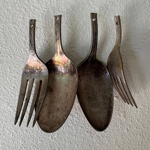Handmade Silverware Wind Chime Antique Forks Spoons Upcycled Art Foodie Chef - Picture 2 of 9
